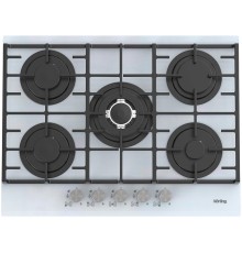 Встраиваемая варочная панель/ Газовая варочная панель из закаленного стекла, ширина 70 см,  5 высокоэффективных конфорок, сверхмощная конфорка WOK 3,8 кВт, автоматический электроподжиг, газ-контроль каждой конфорки, передние металлические переключатели,