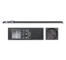  Cabeus PDU-32-24S-B-T Блок розеток для 19" шкафов, вертикальный, 24 розетки Schuko, 32А, автомат защиты, алюминиевый корпус, клеммная колодка