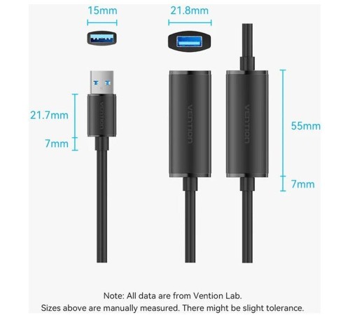 Активный кабель-удлинитель Vention USB 3.0 AM/AF с усилителем - 10м Черный