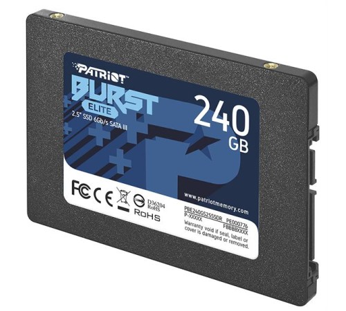 Твердотельный накопитель Patriot SSD BURST ELITE 240GB SATA3 2.5" R450/W320 TBW 100TB 3D NAND