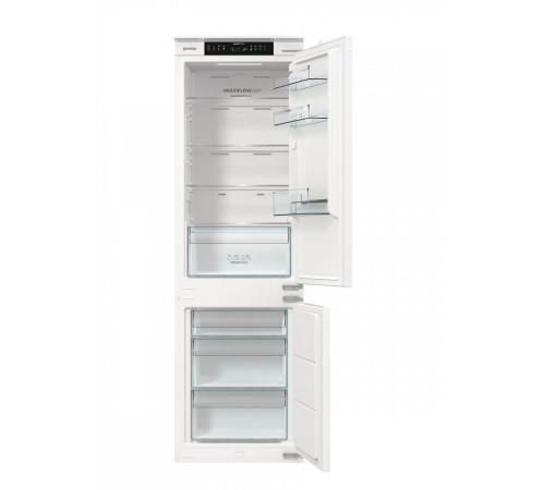 Встраиваемый холодильник Gorenje/ Встраиваемый холодильник Gorenje, полезный объем 243 л, электронное управление, цифровой дисплей, NoFrost Dual, Multiflow 360, LED освещение, слайдерное крепление, инверторный компрессор, энергоэффективность А+, уровень ш