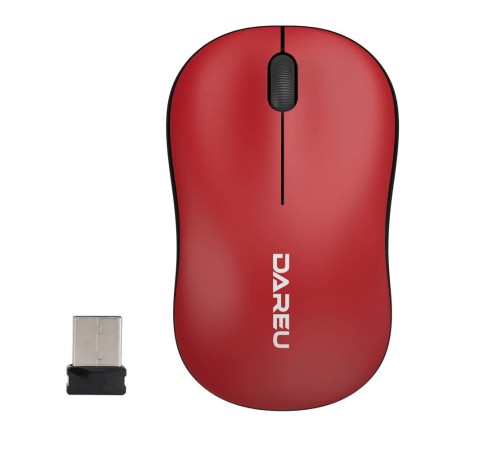 Мышь беспроводная Dareu LM106G Red-Black (красный с черным), DPI 1200, ресивер 2.4GHz, размер 99.4x59.7x38.4мм
