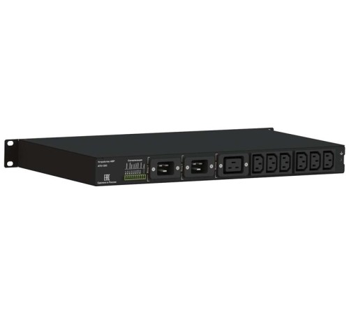 Автомат ввода резерва ELEMY ATS, 1U, 220B, 16A, Индикация: LED, Мониторинг: WEB, SNMP, Modbus-TCP Дискретные выходы, Вход (2) C20, Выход (1) C19 (6) C13 Автомат ввода резерва ELEMY ATS, 1U, 220B, 16A, Индикация: LED, Мониторинг: WEB, SNMP, Modbus-TCP Дискретные выходы, Вход (2) C20, Выход (1) C19 (6) C13
