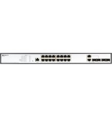 Коммутатор/ Managed L2 Switch 16x1000Base-T PoE, 2x1000Base-X SFP, 2xCombo 1000Base-T/SFP, PoE Budget 250W, RJ45 Console, 19" w/brackets