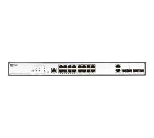 Коммутатор/ Managed L2 Switch 16x1000Base-T PoE, 2x1000Base-X SFP, 2xCombo 1000Base-T/SFP, PoE Budget 250W, RJ45 Console, 19" w/brackets