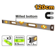 Пузырьковый уровень с мощными магнитами Ingco HSL38120M,120 см, 3 уровня