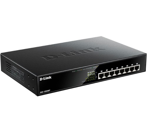 Коммутатор/ DGS-1008MP/B Unmanaged Switch 8x1000Base-T PoE, PoE Budget 125W, metal case