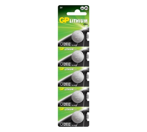 Литиевые дисковые батарейки GP Lithium CR2032 - 5 шт., каждая в своем отрывном блистере Литиевые дисковые батарейки GP Lithium CR2032 - 5 шт., каждая в своем отрывном блистере
