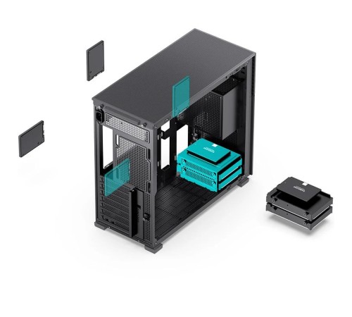 Корпус без блока питания/ Case JONSBO D41 MESH SCREEN, Midi-Tower, TG, no fan, 1xUSB-A 3.2 + 1xUSB-C 3.2, ATX, mATX Black