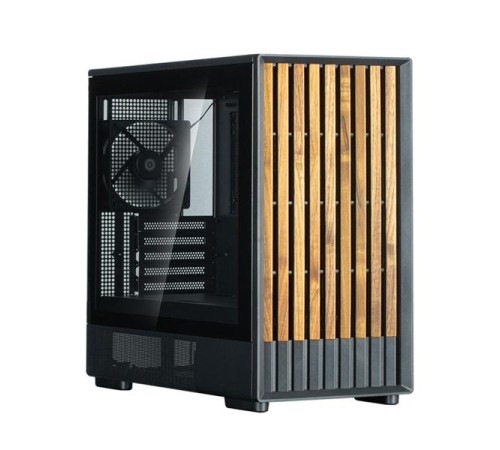 корпус ZALMAN P10 NAMU, MATX, BLACK, WINDOW, FRONT COVER WALNUT, 2x3.5", 3x2.5", 1xUSB TYPE-C, 1xUSB3.0, FRONT 2x120mm, REAR 1x120mm ARGB (незначительное повреждение коробки)