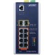 коммутатор/ PLANET IGS-6325-8UP2S IP30 DIN-rail Industrial L3 8-Port 10/100/1000T 802.3bt PoE + 2-port 1G/2.5G SFP Full Managed Switch (-40 to 75 C, 8-port 95W PoE++, 802.3bt/PoH/Force modes, dual redundant power input on 48~56VDC terminal block, DIDO, ER