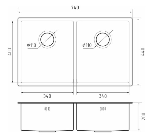 Кухонная мойка RIVELATO Rivelato Rinox 7444 U2 Мойка нерж.сталь 2 чаши 740*440*200 мм, монтаж: универсальный, материал: нержавеющая сталь, цвет: нержавеющая сталь Кухонная мойка RIVELATO Rivelato Rinox 7444 U2 Мойка нерж.сталь 2 чаши 740*440*200 мм, монтаж: универсальный, материал: нержавеющая сталь, цвет: нержавеющая сталь