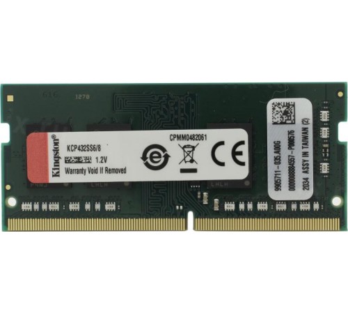 Память оперативная/ Kingston 8GB DDR4 3200MHz Single Rank SODIMM