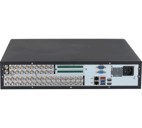32-канальный HDCVI-видеорегистратор с FR Формат видеосигнала: HDCVI AHD TVI IP CVBS; отображение: до 5Мп; запись: до 5M-N@10к/с 1080P@15к/с 1080N@25к/с; кодирование: AI-Coding H.265+ H.265 H.264+ H.264; IP-каналы: до 32 каналов до 8Мп; накопители: 8 SATA