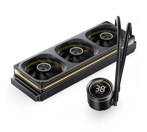 Система жидкостного охлаждения/ Water Cooling System JONSBO TH-360 Black (300W, 360mm, LED temp., Black, ARGB/ Fans: 3x120mm, 62.4CFM, 37.3dBA, 2400RPM/ Pump height 72mm, 30dBA, 2400RPM, Rad thickness 27mm/ S: 1851, 1700, 1200, 115X, AM5, AM4) Система жидкостного охлаждения/ Water Cooling System JONSBO TH-360 Black (300W, 360mm, LED temp., Black, ARGB/ Fans: 3x120mm, 62.4CFM, 37.3dBA, 2400RPM/ Pump height 72mm, 30dBA, 2400RPM, Rad thickness 27mm/ S: 1851, 1700, 1200, 115X, AM5, AM4)