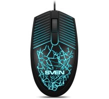 Мышь SVEN RX-70 чёрная (2+1кл. 1200DPI, подсветка,  каб. 1,5м, блист.)