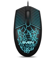 Мышь SVEN RX-70 чёрная (2+1кл. 1200DPI, подсветка,  каб. 1,5м, блист.)