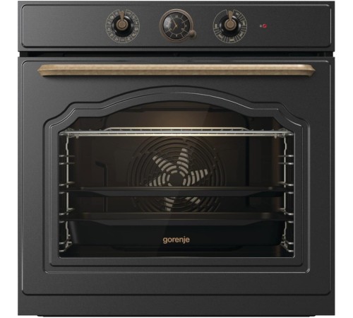 Встраиваемые электрические духовки GORENJE/ Духовой шкаф, Полезный объем: 77 л,электронный программатор с аналоговым дисплеем, очистка паром, A,максимальная температура в духовке: 300 °С, 59.7 × 59.5 × 56.4 см, цвет:черный