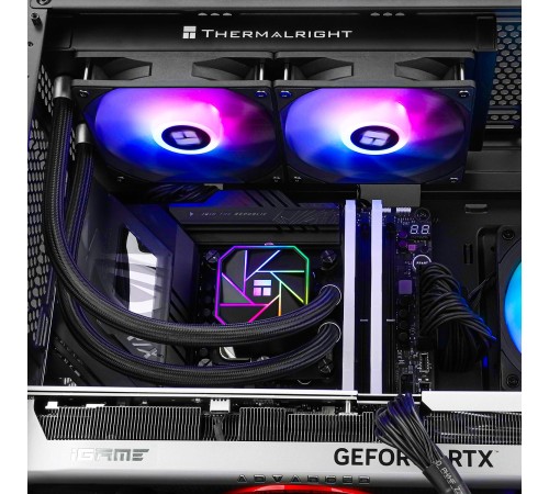 Система жидкостного охлаждения/ Water Cooling System Thermalright Aqua Elite 240 V3 (240mm, Black, ARGB/ Fans: 2x120mm, 66.17CFM, 25.6dBA, 1500RPM/ Pump height 53mm, 23dBA, 3300RPM, Rad thickness 27mm/ S: 1700, 1200, 20XX, 115X, AM5, AM4) Система жидкостного охлаждения/ Water Cooling System Thermalright Aqua Elite 240 V3 (240mm, Black, ARGB/ Fans: 2x120mm, 66.17CFM, 25.6dBA, 1500RPM/ Pump height 53mm, 23dBA, 3300RPM, Rad thickness 27mm/ S: 1700, 1200, 20XX, 115X, AM5, AM4)