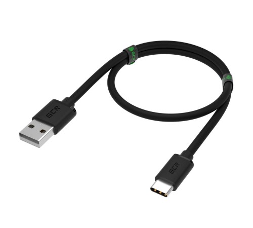 GCR QC Кабель 0.5m, TypeC, быстрая зарядка, черный TPE, черные коннекторы, 28/22 AWG, GCR-52725