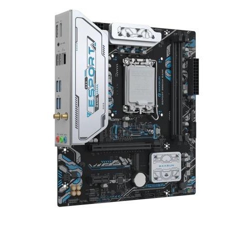 Материнская плата MAXSUN MS-eSport B860M GANK WIFI, LGA1851, B860, 2*DDR5, 2*SATA3, 2*M.2, USB 3.2, USB 2.0, 1*PCIEx16, 1*PCIex1, HDMI+DP, mATX