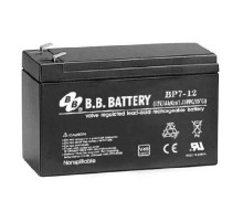 Батарея B.B. Battery серия BP, BP7-12, напряжение 12В, емкость 7Ач (разряд 20 часов), макс. ток разряда (5 сек.) 105А, макс. ток заряда 2.1A, свинцово-кислотная типа AGM, клеммы T2, ДxШxВ 151x65x98мм., вес 2.54кг., срок службы 10 лет/ B.B. Battery series