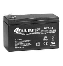 Батарея B.B. Battery серия BP, BP7-12, напряжение 12В, емкость 7Ач (разряд 20 часов), макс. ток разряда (5 сек.) 105А, макс. ток заряда 2.1A, свинцово-кислотная типа AGM, клеммы T2, ДxШxВ 151x65x98мм., вес 2.54кг., срок службы 10 лет/ B.B. Battery series