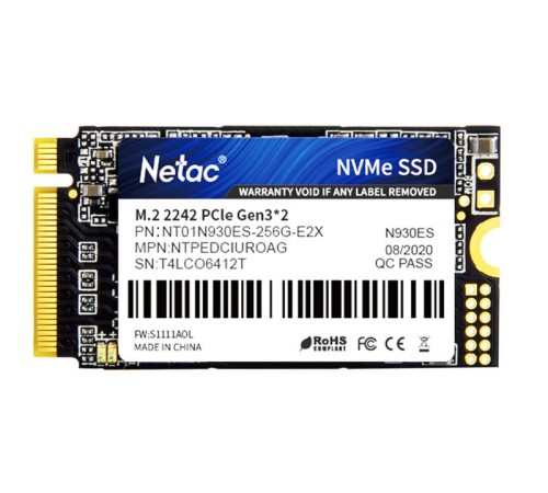 SSD накопитель Netac SSD N930ES 256GB PCIe 3 x2 M.2 2242 NVMe 3D NAND, R/W up to 1650/1260MB/s, IOPS(R4K) 130K/170K, TBW 150TB, 3y wty SSD накопитель Netac SSD N930ES 256GB PCIe 3 x2 M.2 2242 NVMe 3D NAND, R/W up to 1650/1260MB/s, IOPS(R4K) 130K/170K, TBW 150TB, 3y wty