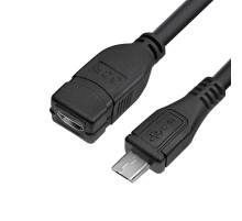GCR Удлинитель 1.0m MicroUSB M/F, черный, 28/28 AWG, GCR-52447