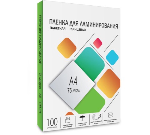 Пленка 216х303 (75 мик) 100 шт./ Пленка для ламинирования A4, 216х303 (75 мкм) глянцевая 100шт, ГЕЛЕОС [LPA4-75]
