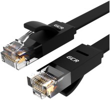 Greenconnect Патч-корд PROF плоский прямой 10.0m, UTP медь кат.6, черный, позолоченные контакты, 30 AWG, GCR-LNC616-10.0m, ethernet high speed 10 Гбит/с, RJ45, T568B