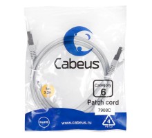 Патч-корд F/UTP, категория 6, 2xRJ45/8p8c, экранированный, серый, LSZH, 1м Cabeus PC-FTP-RJ45-Cat.6-1m-LSZH Патч-корд F/UTP, категория 6, 2xRJ45/8p8c, экранированный, серый, LSZH, 1м