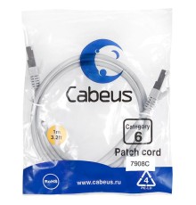 Патч-корд F/UTP, категория 6, 2xRJ45/8p8c, экранированный, серый, LSZH, 1м Cabeus PC-FTP-RJ45-Cat.6-1m-LSZH Патч-корд F/UTP, категория 6, 2xRJ45/8p8c, экранированный, серый, LSZH, 1м