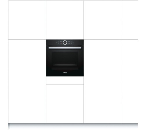 Встраиваемая электрическая духовка BOSCH 59.5x59.5x54.8 см, 71л, дисплей, 8 режимов, пиролиз, 4 стекла, черный
