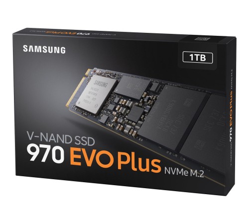 Твердотельные накопители/ Samsung SSD 970 EVO Plus, 1000GB, M.2(22x80mm), NVMe 1.3, PCIe 3.0 x4, 3-bit MLC, R/W 3500/3300MB/s, IOPs 600 000/550 000, DRAM buffer 1024MB, TBW 600, DWPD 0.33 (12 мес.) Твердотельные накопители/ Samsung SSD 970 EVO Plus, 1000GB, M.2(22x80mm), NVMe 1.3, PCIe 3.0 x4, 3-bit MLC, R/W 3500/3300MB/s, IOPs 600 000/550 000, DRAM buffer 1024MB, TBW 600, DWPD 0.33 (12 мес.)