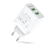 Сетевое зарядное устройство Vention на 2 порта USB (A+A) QC 3.0 Белый