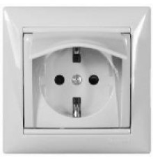 Valena Розетка 2К+З нем. ст. с крышкой с защ. шт. IP44, белый