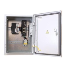 Уличный коммутатор OSNOVO OS-341(SW-60812/I) Уличный коммутатор на базе уличной станции OSNOVO OS-341. Порты: 6 x FE (10/100Base-T) с PoE (до 30W) + 2 x FE (10/100Base-T) с PoE (до 60W) + 1 x GE (10/100/1000Base-T) + 2