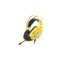 Гарнитура игровая проводная Dareu EH732 Yellow (желтый), подключение USB, подсветка RGB (Мятая упаковка)