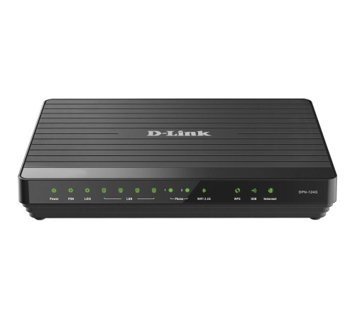 Маршрутизатор/ DPN-124G GPON ONT Wi-Fi N300 Router, GPON WAN, 4x1000Base-T LAN, 2x3.5dBi internal antennas, 2FXS+USB ports, Ethernet WAN support Маршрутизатор/ DPN-124G GPON ONT Wi-Fi N300 Router, GPON WAN, 4x1000Base-T LAN, 2x3.5dBi internal antennas, 2FXS+USB ports, Ethernet WAN support