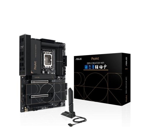 Материнская плата ASUS PROART Z890-CREATOR WIFI, LGA1851, Z890, 4*DDR5, 4*SATA, 5*M.2, 6*USB 3.2, 1*USB 2.0, Type-C, 3*PCIx16, DP+HDMI, ATX; 90MB1JD0-M0EAY0