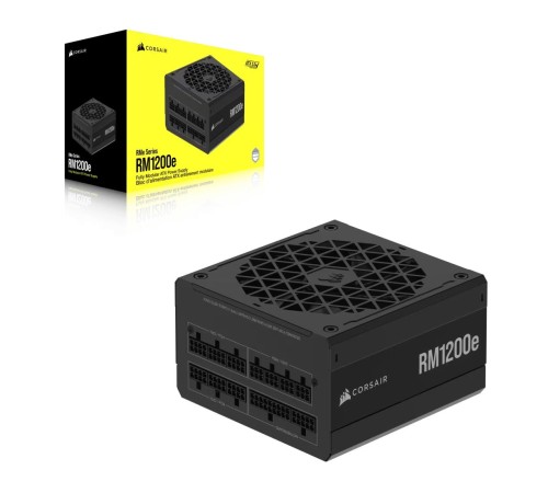 Блоки питания/ Power Supply Corsair RM1200e, 1200W 80+ Gold (ATX, 3.1, PCIe 5.1, Full modular, 1x24(20+4)pin, 1x16-pin PCIe, 2x4+4-pin CPU +12V (EPS), 4x4-pin Molex, 2x6+2-pin PCIe, 7xSATA3, 1xUSB Type-C, Active, 140x140mm, 150x150x86mm, APFC, Power cable Блоки питания/ Power Supply Corsair RM1200e, 1200W 80+ Gold (ATX, 3.1, PCIe 5.1, Full modular, 1x24(20+4)pin, 1x16-pin PCIe, 2x4+4-pin CPU +12V (EPS), 4x4-pin Molex, 2x6+2-pin PCIe, 7xSATA3, 1xUSB Type-C, Active, 140x140mm, 150x150x86mm, APFC, Power cable
