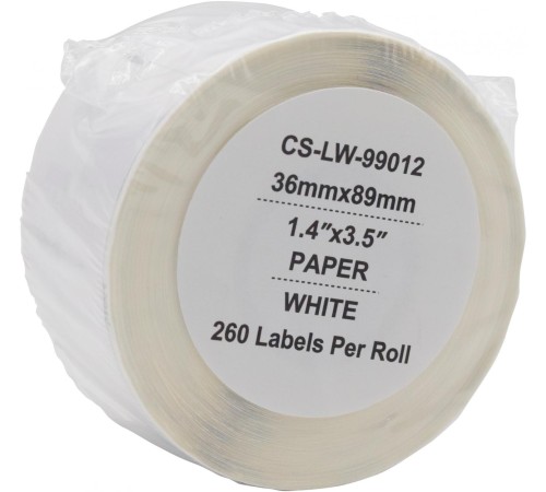 -/ Этикетки Cactus CS-LW-99012 сег.:89x36мм черный белый 260шт/рул Dymo Label Writer 450/4XL