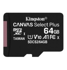 Карта памяти/ Kingston Canvas Select Plus microSDXC 64Gb Class 10 Flash U1 V10  R/W 100/85 MB/s with adapter
