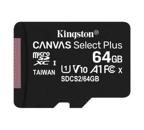 Карта памяти/ Kingston Canvas Select Plus microSDXC 64Gb Class 10 Flash U1 V10 R/W 100/85 MB/s with adapter Карта памяти/ Kingston Canvas Select Plus microSDXC 64Gb Class 10 Flash U1 V10 R/W 100/85 MB/s with adapter
