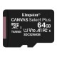 Карта памяти/ Kingston Canvas Select Plus microSDXC 64Gb Class 10 Flash U1 V10 R/W 100/85 MB/s with adapter