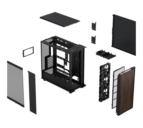 Корпус ПК без блока питания/ Case Fractal Design North XL RC Charcoal TG Dark, Full-Tower, 3x140mm, 2xUSB-A 3.0 + 1xUSB 3.2 Type-C, ATX, mATX, mITX Black