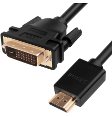 Greenconnect Кабель HDMI-DVI 1.8m черный, OD7.3mm, 28/28 AWG, позолоченные контакты, 19pin AM / 24+1M AM double link, тройной экран