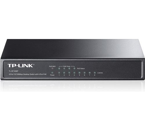 коммутатор TP-Link TL-SF1008P, 8-Port 10/100 Mbps Desktop Switch with 4-Port PoE+, 66 W, 250m