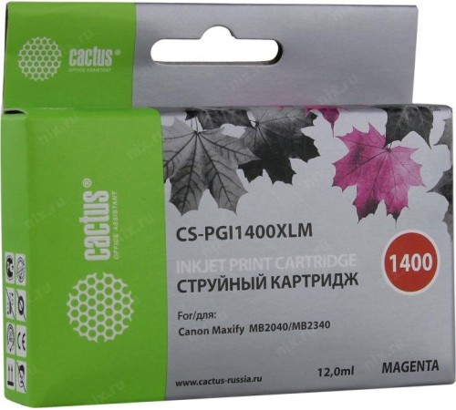 -/ Картридж струйный Cactus CS-PGI1400XLM пурпурный (12мл) для Canon MB2050/MB2350/MB2040/MB2340